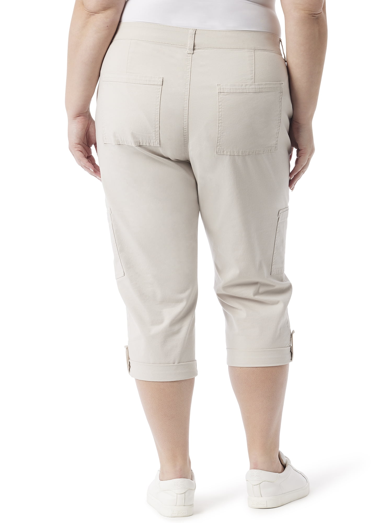 Gloria Vanderbilt Swan Series Women's Plus Cargo Capri with Rolled Hem, Sizes 16-24