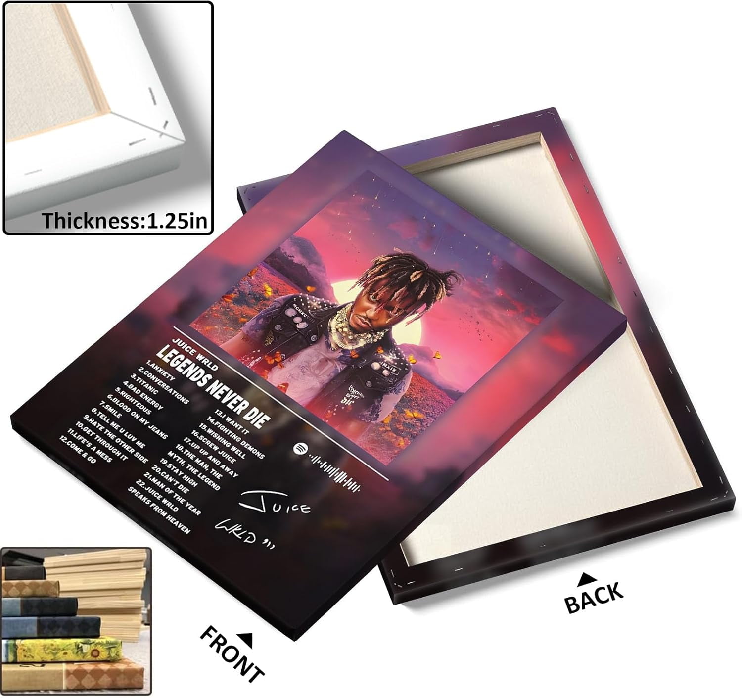 P&L Art Juice Wrld Legends Never Die Album Canvas Wall Art,Rapper Singer Album Cover and Poster Framed Print Art,Aesthetic Picture Print Art for Bedroom or Landscape Office Room Decor Gift 11x14inch