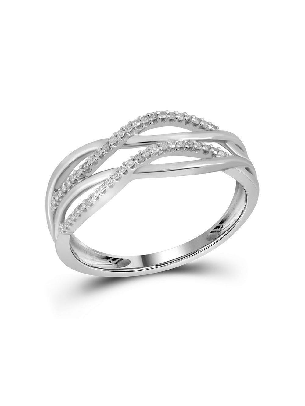 Golden Star 10kt White Gold Womens Round Diamond Entwined Strand Band ...