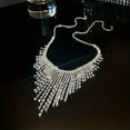 thumbnail image 7 of K-KED Woman Tassel Shiny Inlaid Rhinestone Statement Necklace Luxury Fashion Jewelry, 7 of 7