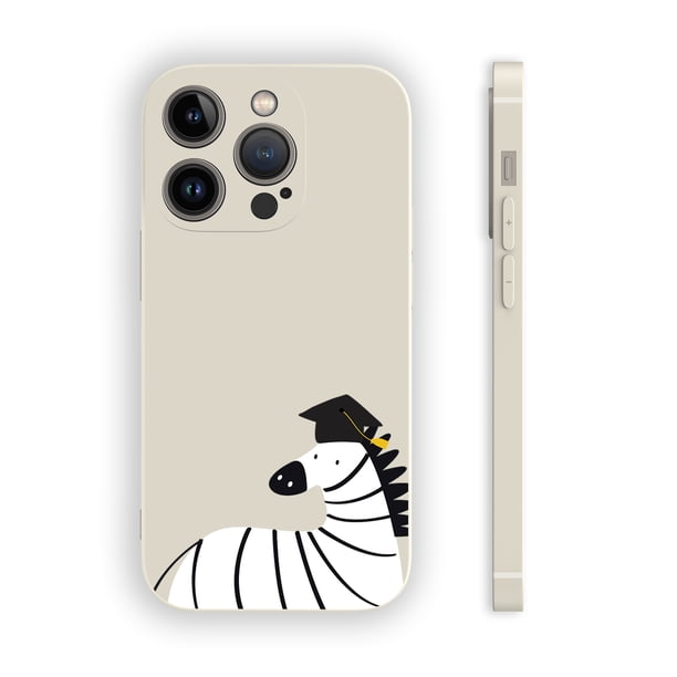 Destaca del resto con una peculiar y duradera funda plateada mate con dibujos animados para iPhone 13 y 11
