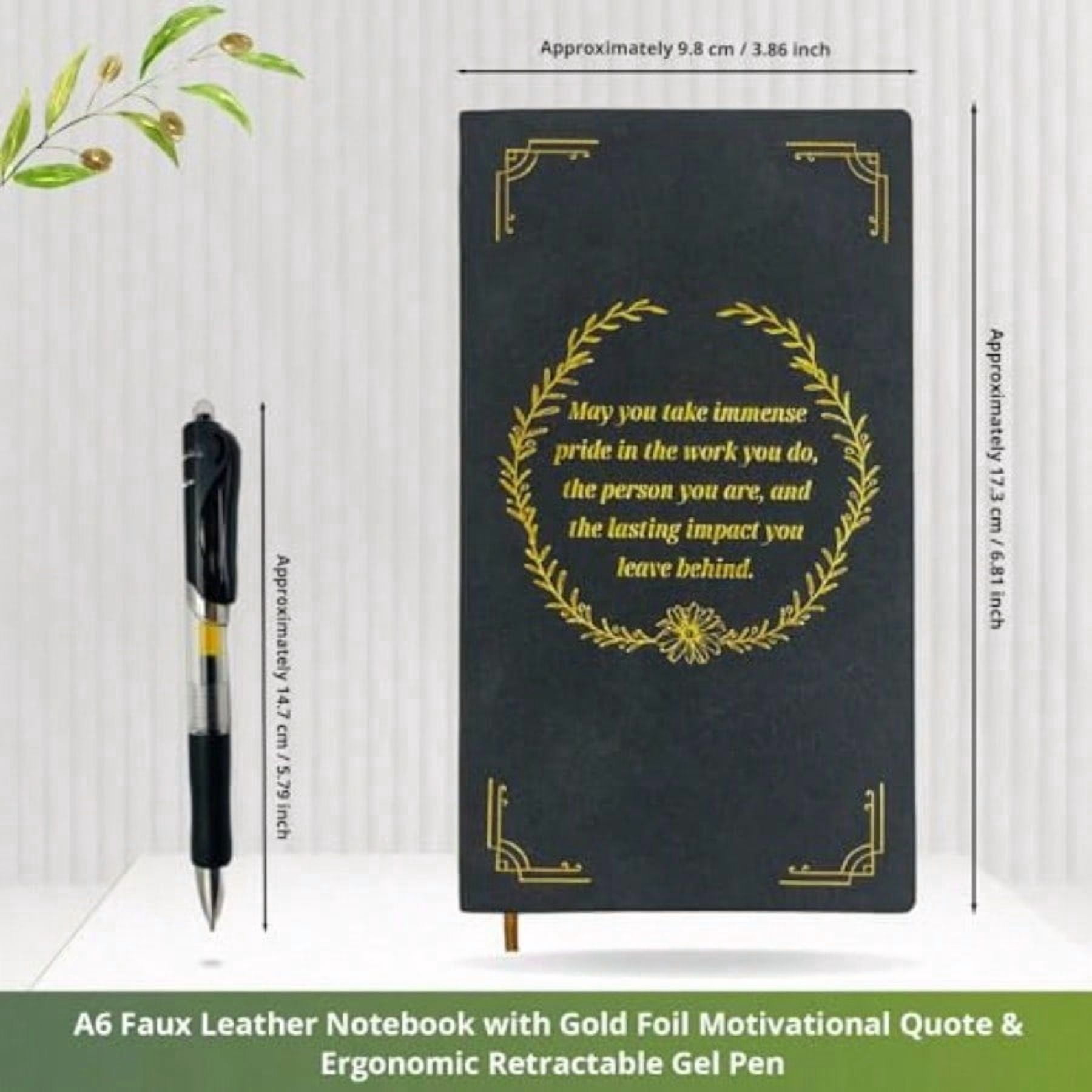 30 Sets Employee Appreciation Gift Set A6 Faux Leather Notebook with Gold Foil Motivational Quote Ergonomic Retractable Gel Pen Ideal for Coworkers Teachers Volunteers