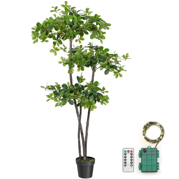 6 ft Artificial Olive Tree with 100 LED Lights, Fake Olive Trees Indoor Artificial Plant in Plastic Nursery Pot, Tall Fake Tree for Home Decor Bedroom Living Room Office Decor