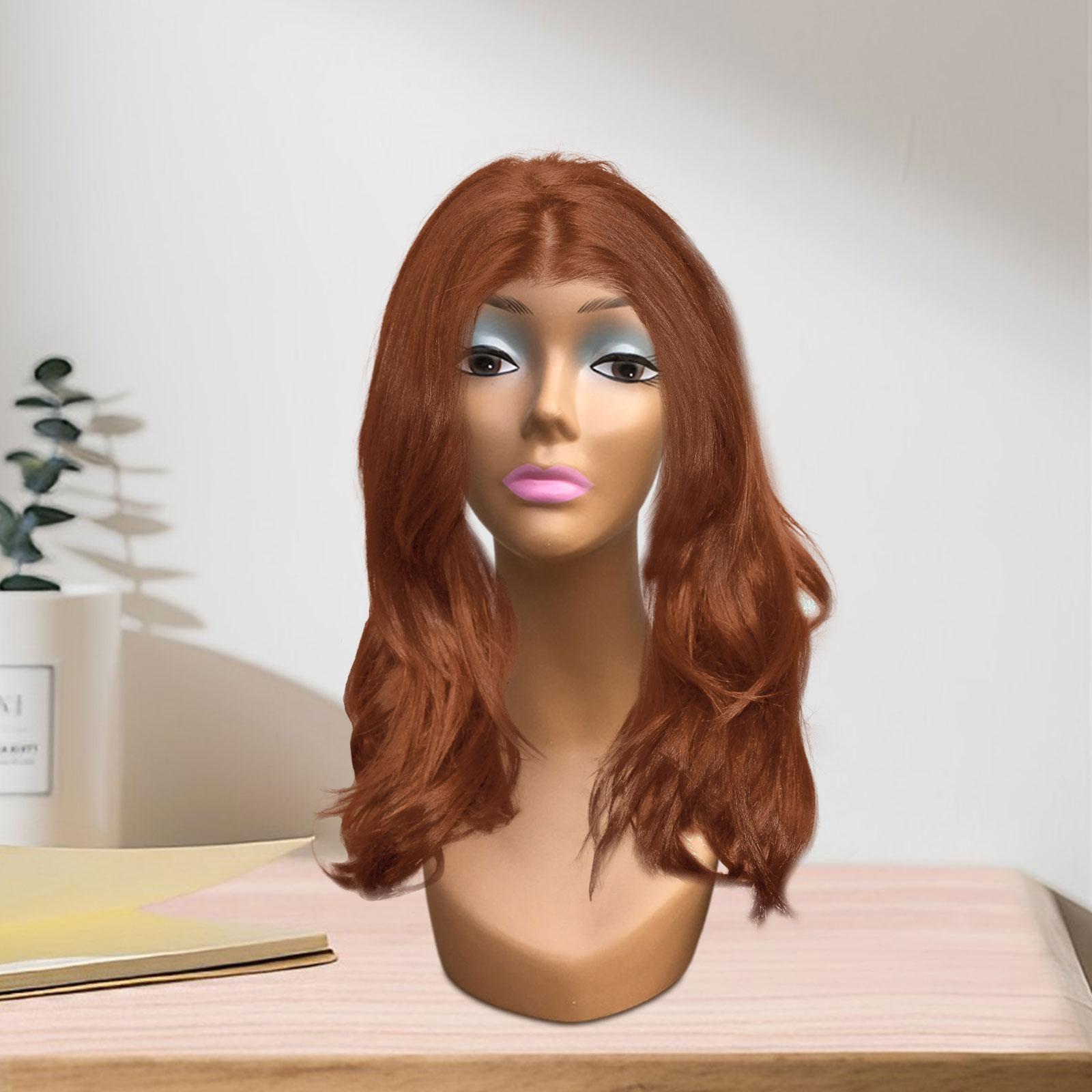 Female Bald Mannequin Head Hat Display Rack with Makeup Smooth 19inch Manikin  Display Stand for Glasses s Making Blue