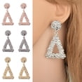 thumbnail image 1 of enjoywould 1 Pair Lady Dangle Earrings Triangle Shape Hollow Out Rough Surface Cool Style Exaggerated Solid Color Anti-allergy Lady Street Prom Party Hanging Earrings, 1 of 4