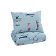 thumbnail image 1 of Benjara BM227606 Ensemble de Courtepointe 2 Pcs en Tissu Imprimé Avion, Multicolore, 1 of 5