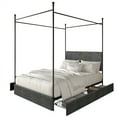 thumbnail image 3 of Castle Place Luxurious Corduroy Velvet Full Metal Platform Bed with 4 Storage Drawers, Grey, 3 of 11
