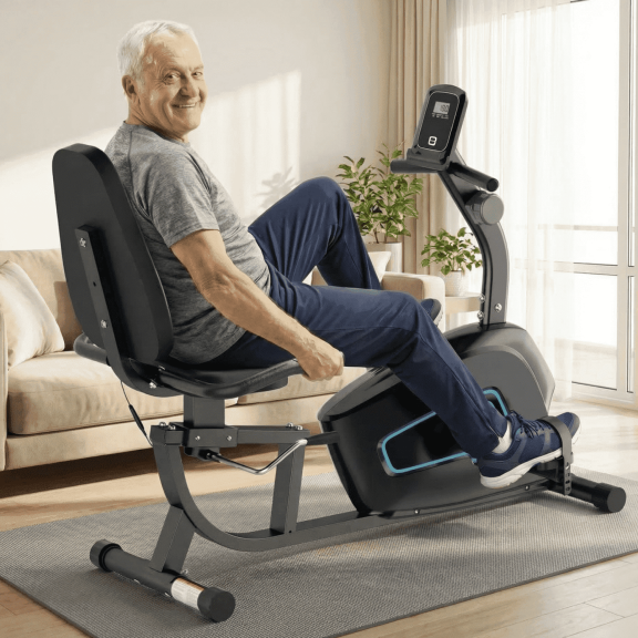 Naipo Recumbent Exercise Bike 8Level Adjustable Resistance Stationary Indoor Cycling Bike with Heart Rate and LCD Monitor for Home Gym Workout 300lbs