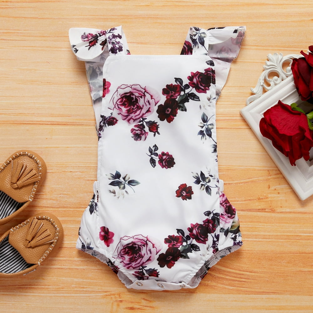 PatPat - PatPat Baby Girl Floral Allover Sleeveless Romper - Walmart