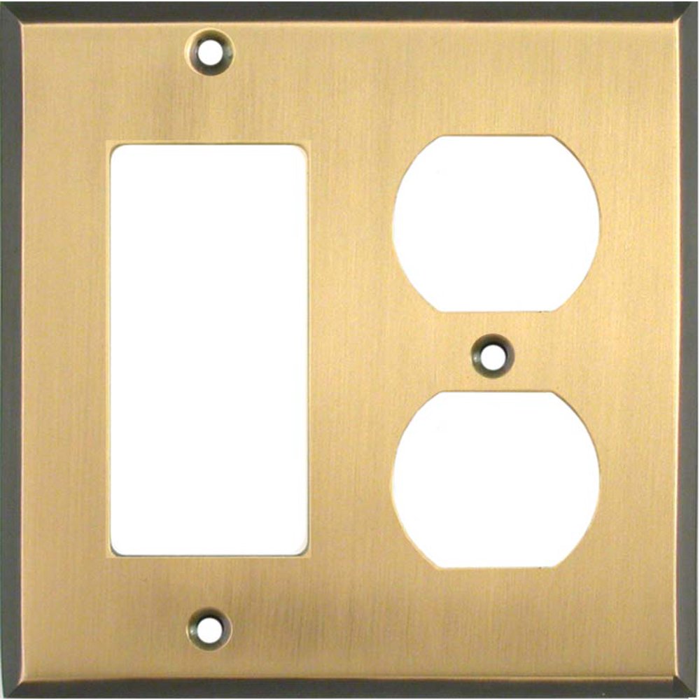 Antique Brass with Black Border GFCI Rocker/Duplex Outlet Wall Plates