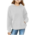 thumbnail image 1 of FAOWME Child Solid Color Hooded Silk Checked Tops Coat White 6-7 Years, 1 of 4