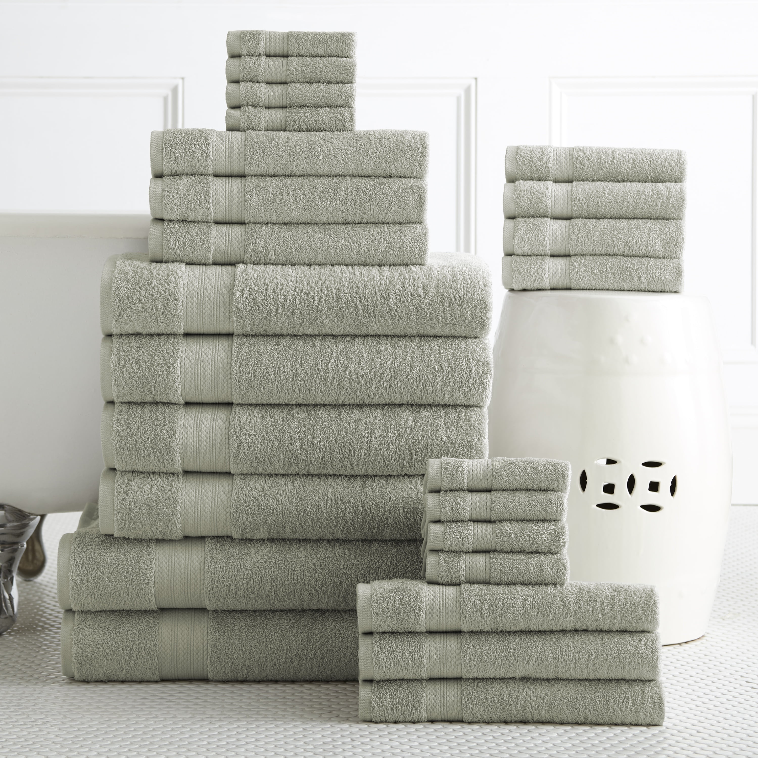 Addy Home Best Value 24PC Bath Towel Set (2 Sheets, 4 Bath, 6 Hand, 4 Fingertip & 8 Wash) Jade