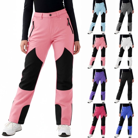Yeaiivve Girls Snow Pants Waterproof Insulated Ski Pants Winter Fleece Lined Warm Snowboard Snowpants Outdoor Hiking Snowsuit with Pockets Pink 130