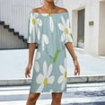 thumbnail image 2 of Groovy Daisy Flower Women's Off The Shoulder Ruffles Summer Wedding Guest Loose Casual Party Beach Dress, 2 of 9