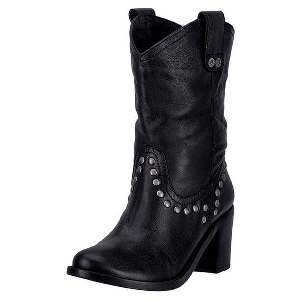 Dingo Dingo Western Boots Womens 8 Studded Vamp Round Toe Black DI