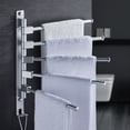 thumbnail image 5 of Toallero Perchero de acero inoxidable sin perforaciones Perchero de almacenamiento para baño Toallero plegable giratorio Artefacto de varias varillas, 5 of 5