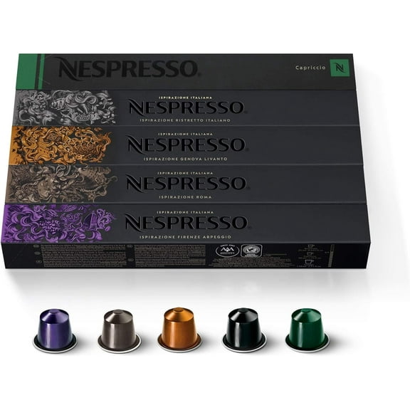 Capsules Original Line, Ispirazione Variety Pack, Medium & Dark Roast Espresso Coffee, 50 Count Coffee Pods