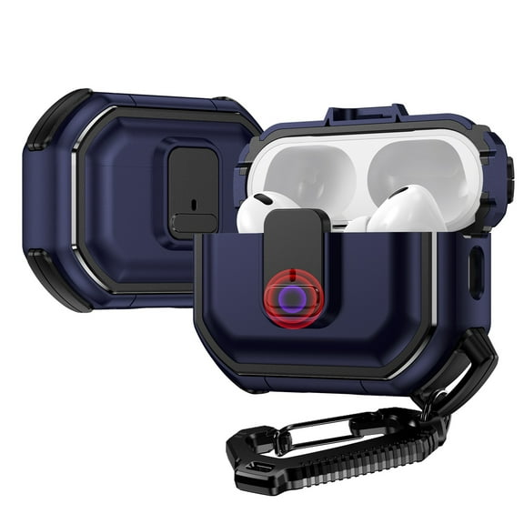 Rugged Protective Case with Secure Lock Clip for AirPods Pro (2nd Generation) - Blue