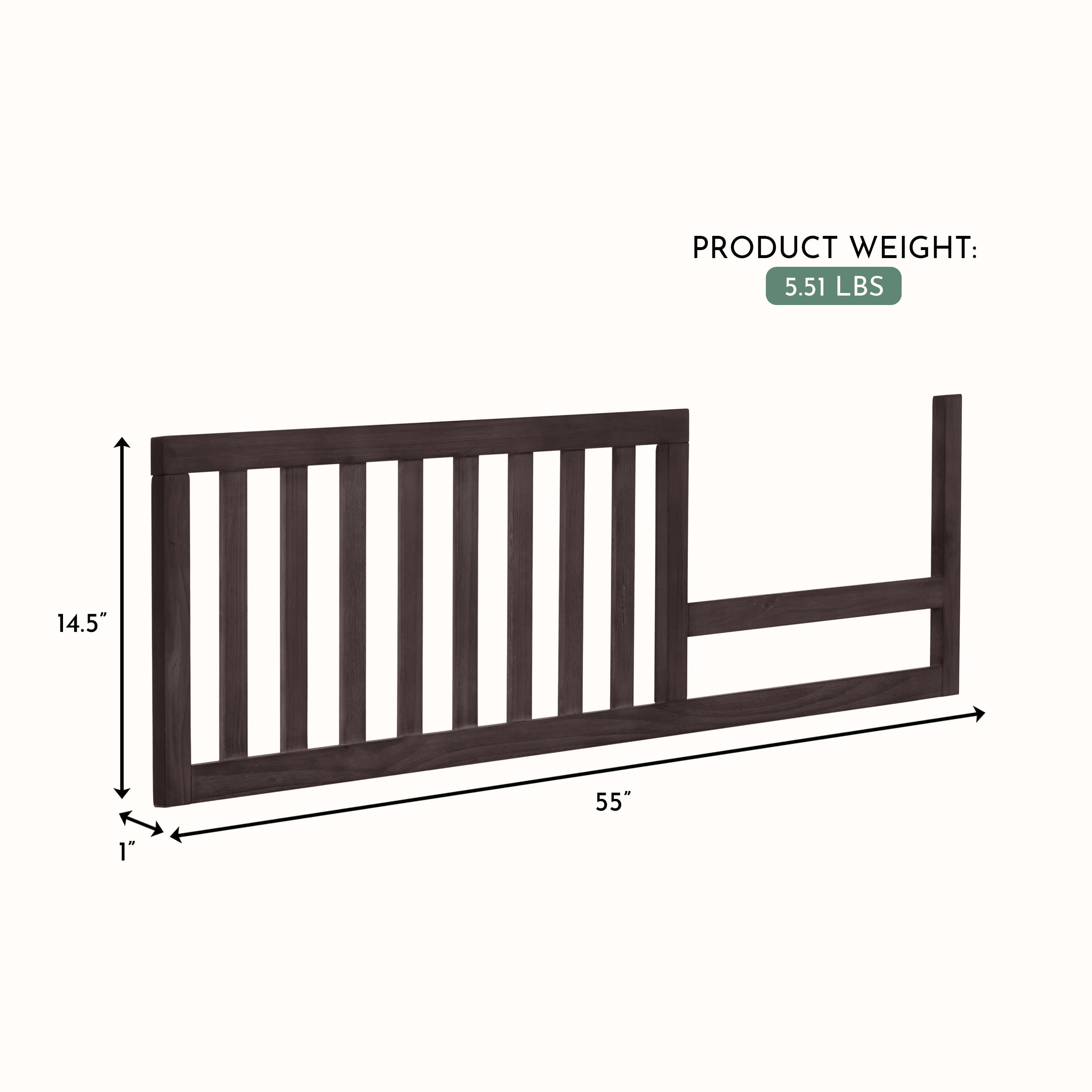 Evolur Convertible Crib Toddler Guard Rail I Full Assembly I Lasting Quality, Roasted Chestnut