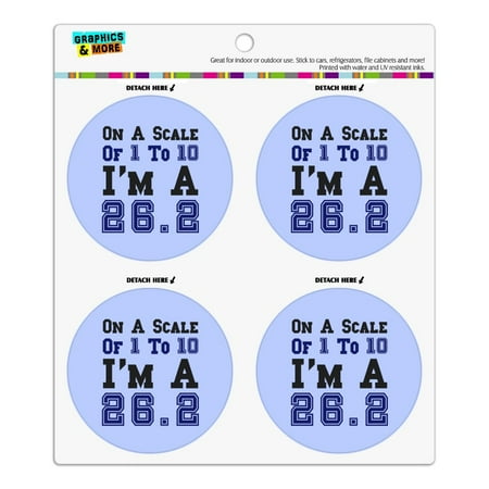 

26.2 Marathon Scale of 1 to 10 Sporty Running Runner Marathoner Refrigerator Fridge Locker Vinyl Circle Magnet Set