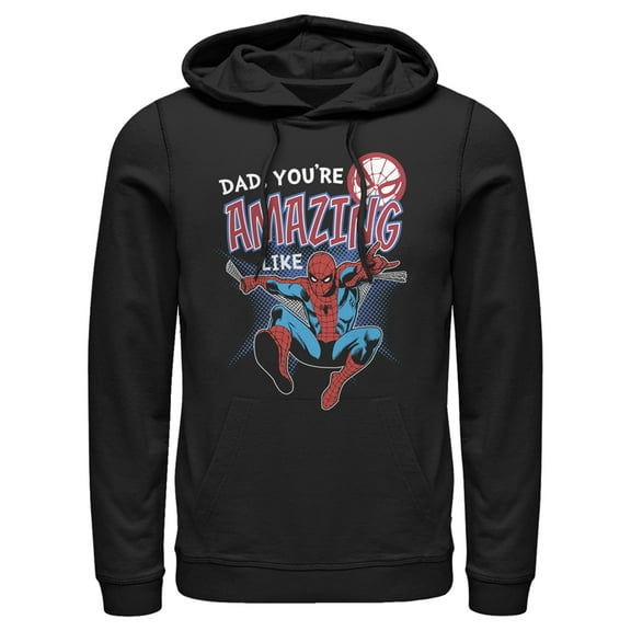 Men's Marvel Dad You're Amazing Like Spider-Man  Pull Over Hoodie Black Small