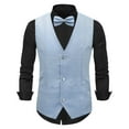 thumbnail image 1 of pstuiky Camiseta sin mangas para hombre, Blusa sin mangas con cuello en V, botones y pajarita con bolsillos estampados a la moda para hombre Camisas para hombres m, 1 of 3
