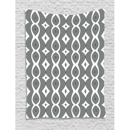 Contemporary Tapestry Monochrome Waving Pattern With Curves And