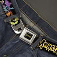 thumbnail image 2 of Looney Tunes Belt, Seatbelt Buckle Belt, Space Jam Monstars Logo Character Group Pose Black Yellow, 32 to 52 Inches, 2 of 7