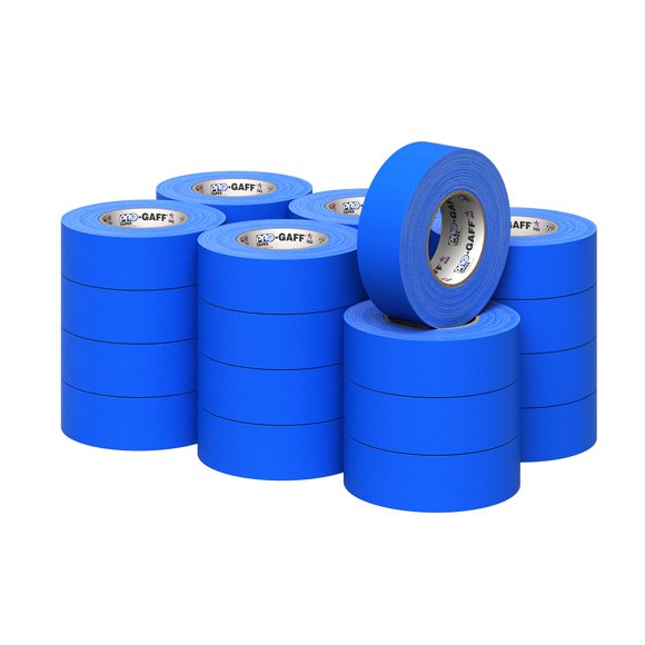 2" Pro Gaff Gaffers Tape 55 yards length electric blue matte. Premium Heavy-Duty Gaffers Tape trusted by professional Gaffers. Made in the USA. Holds Tight, Easy to remove. (Pack of 24)