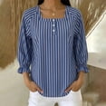thumbnail image 6 of Guluxicc Women's Striped Shirts Scoop Neck Button Short Sleeve Basic Tops for Summer Casual Outfits, 6 of 8