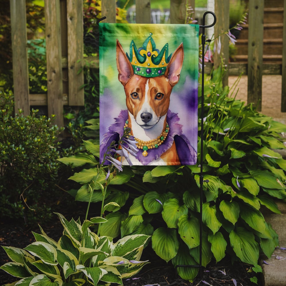 Basenji King of Mardi Gras Garden Flag 11.25 in x 15.5 in