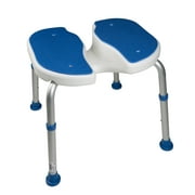 PCP Adjustable Padded Bath Safety Seat With Hygienic Cutout, White / Blue,