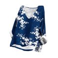 thumbnail image 6 of Busydd Womens Tops Fashion Vintage Floral Print Cotton Linen Shirts Long Sleeve Round Neck Summer Tops Loose Fit Plus Size Blouses Casual Comfort Tee Tops Classic Oversized Tops for Women,S-5XL, 6 of 7