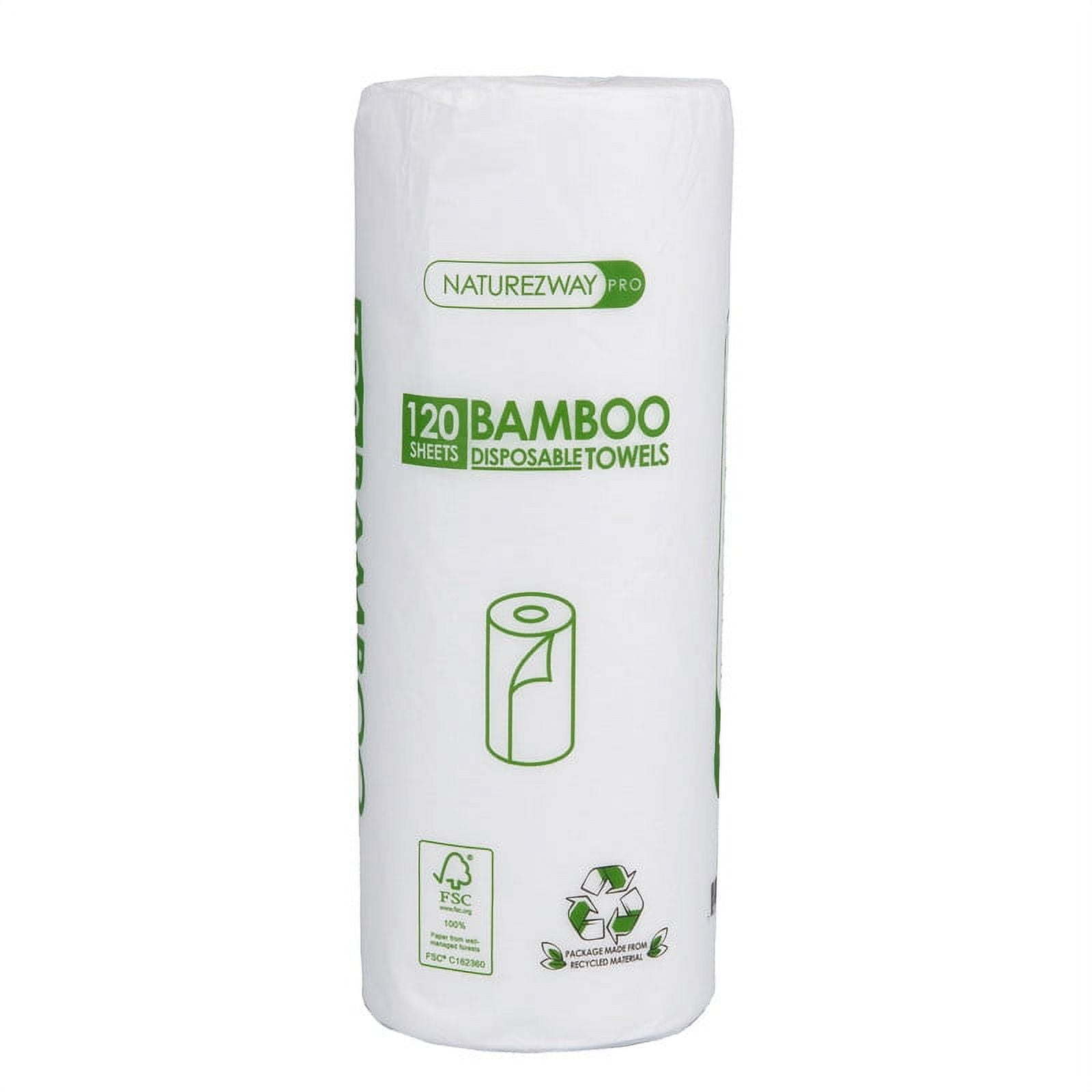 Bamboo Disposable Paper Towels, 30 Pack  | 120 Sheets Per Roll - Sustainable, Absorbent and Chemical Free