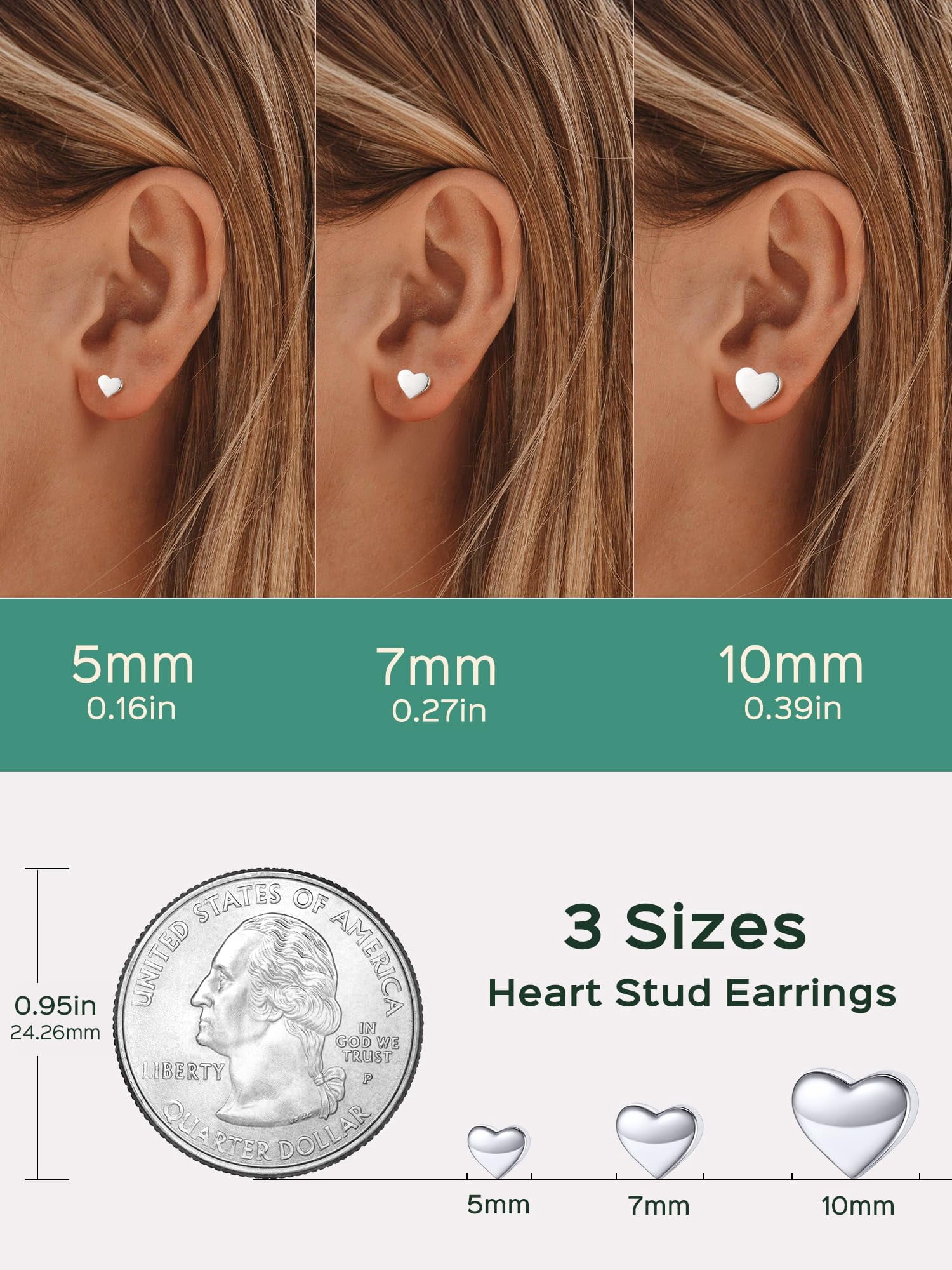 ChicSilver Valentine Day Gifts for Her Sterling Silver Heart Earrings Hypoallergenic Cute Tiny Stud Jewelry Birthday Gifts for Women Mom Girlfriend Wife