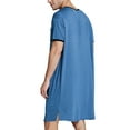 thumbnail image 3 of One opening Men Short Sleeve Cotton Robes Vintage Pajamas O Neck Pockets Solid Color Nightgown Kaftan Mens Bathrobes Homewear, 3 of 5