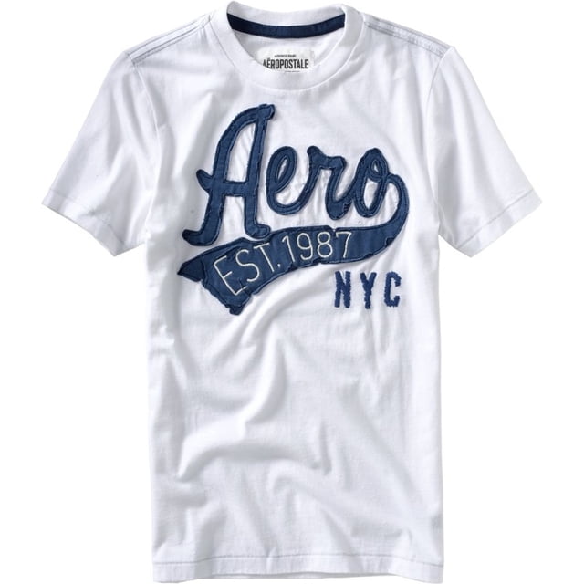 Aeropostale Hombres Embellecido Aero Est. Camiseta gráfica 1987, blanca, extragrande
