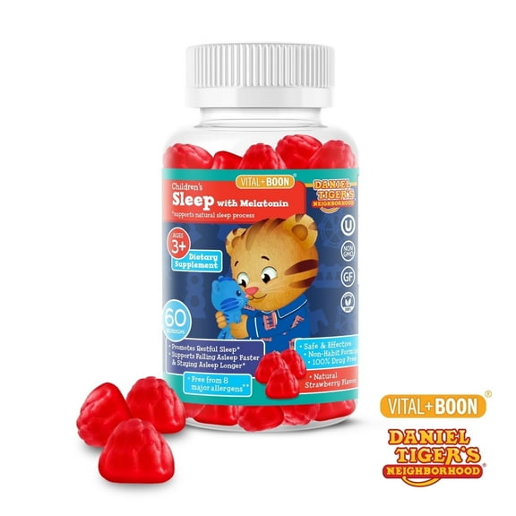 Vital Boon Melatonin Gummies for Kids Strawberry Flavored Natural Sleep Supplement, 60 Count