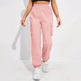 thumbnail image 6 of RYRJJ Womens Cargo Sweatpants Trendy Casual Baggy Elastic High Waisted Joggers Trousers Y2K Loose Lounge Athletic Pants with Pockets(Pink,L), 6 of 9