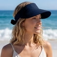 thumbnail image 5 of Helii Women 2 in 1 Convertible Sun Visor Hat with Ponytail Hole, Zipper Off Removable Crown Wide Brim UPF 50+ Beach Cap, Quick Dry Foldable Packable Summer Hat for Outdoor Navy,One Size, 5 of 8