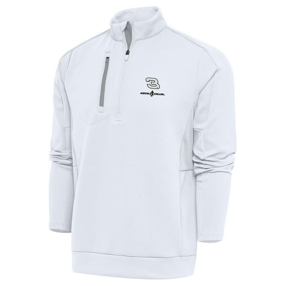 Men's Antigua White Austin Dillon Generation Quarter-Zip Pullover Top