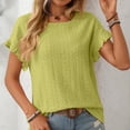 thumbnail image 5 of HOWPAY Summer Tops for Women Short Sleeve Crew Neck Solid Color T Shirts Loose Fit Baggy Work Tee Tops Comfy Lightweight Y2K Clothes Yellow XXL, 5 of 6