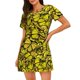 thumbnail image 1 of Balery Yellow Butterflies Camisón de manga corta con cuello redondo para mujer, cómodo y elegante., 1 of 6