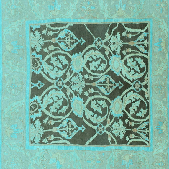 Ahgly Company Indoor Square Abstract Light Blue Modern Area Rugs, 5' Square
