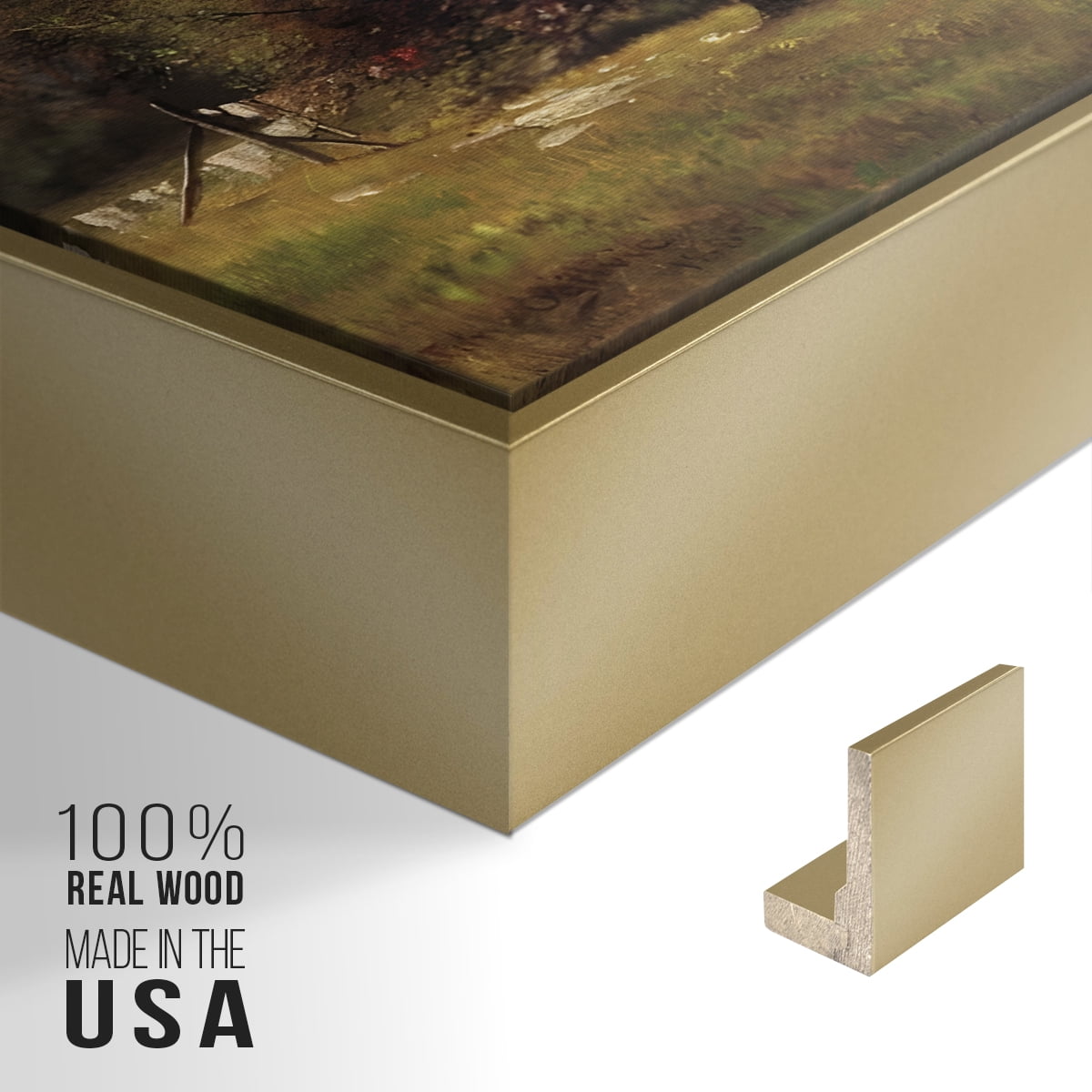 Vintage Landscape-CCLXIII By Wexford Home Framed in Gold Wood Gallery Wrapped Canvas 25 in. x 37 in.