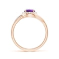 thumbnail image 2 of ANGARA Natural Amethyst Bypass Engagement Ring with Diamond Halo in 14K Rose Gold for Women (Size-6mm) | February Birthstone, Birthday, Anniversary, Jewelry Gift for Women | Natural Amethyst Ring, 2 of 9