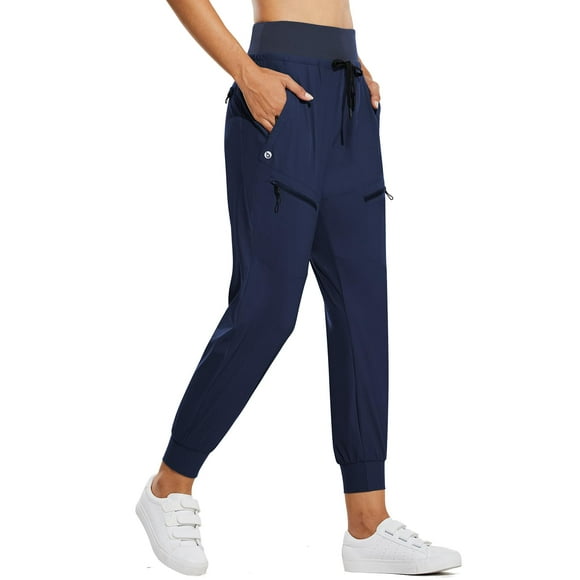 Pantalones de senderismo ligeros Joggers BALEAF para mujer, UPF50+, azul marino, talla M