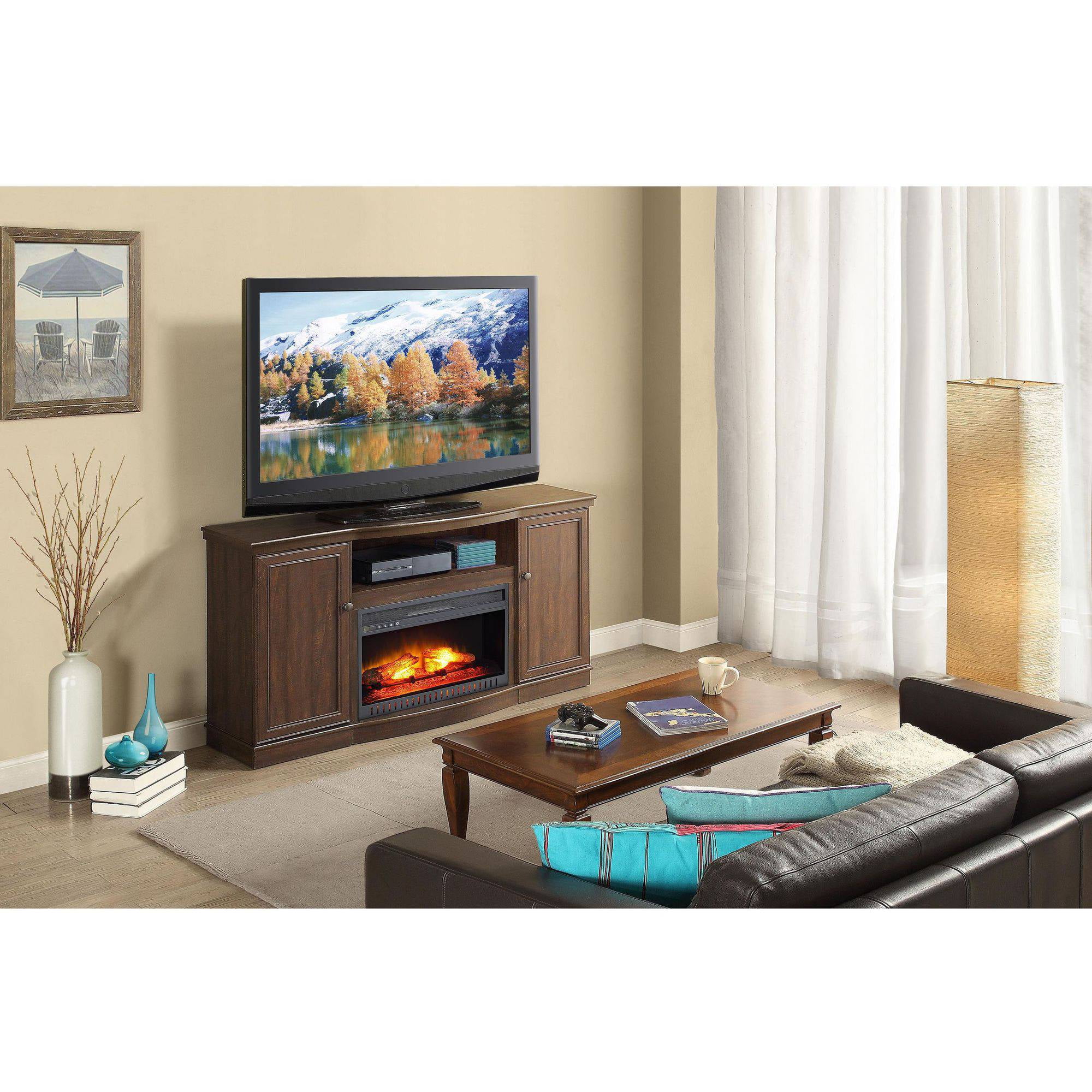Whalen Media Fireplace For Tvs Up To 65 Rustic Brown Com