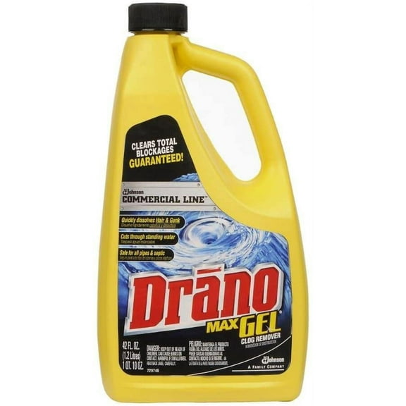 SC Johnson Commercial Line Gel Clog Remover - Max Strength, Unscented - 8 Pack, 42 oz.