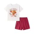 thumbnail image 4 of Bellafa 2-7Y Girls Summer Outfits 100% Cotton Toddler Short Sleeve T-Shirt and Elastic Waist Shorts 2 Piece Clothing Sets, 4 of 7